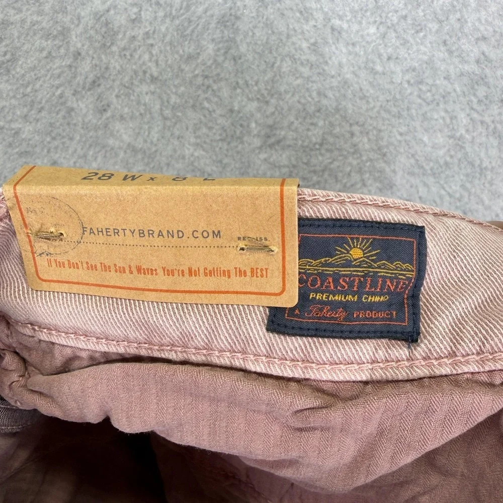 Faherty Chino Shorts Mens 28 Pink Coastline Tailored 8 Inch Inseam Casual